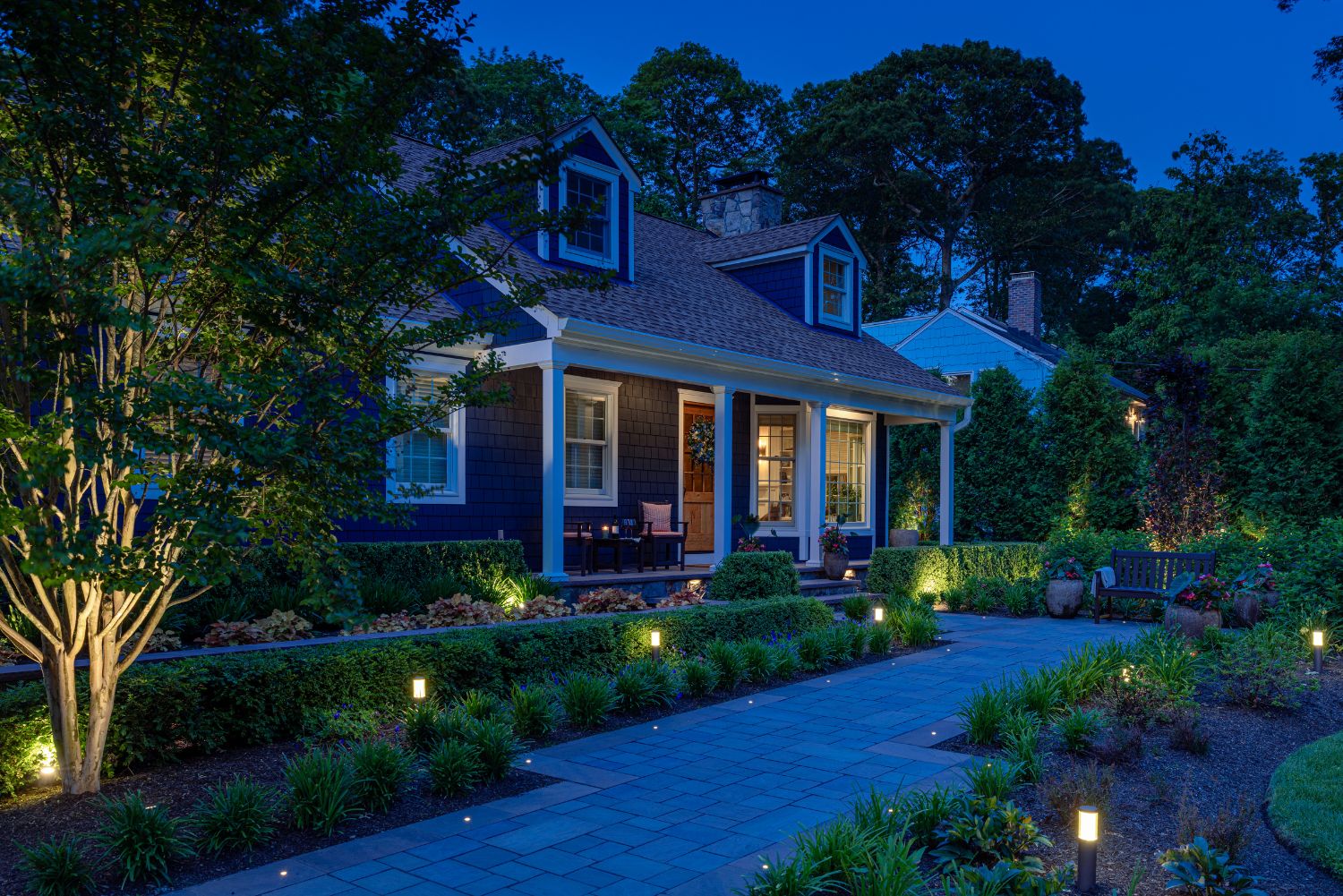 Modern home with integrated premium landscape lighting