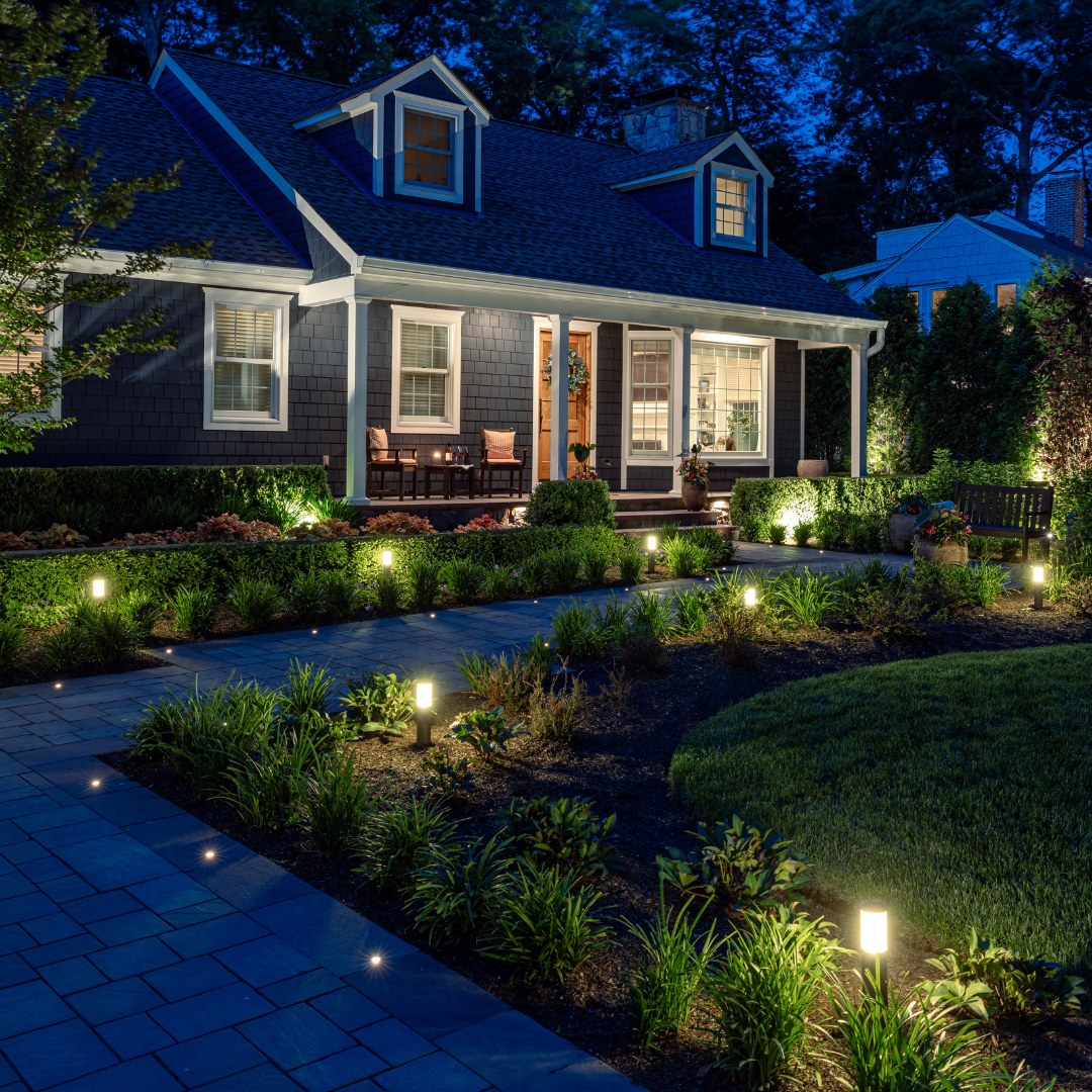 Integrated recessed lighting along an outdoor path